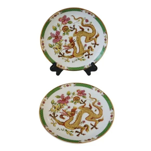 Vintage Czech Josefina Porcelain Tea Set For 2 With Dragon Design & Floral Motif - Picture 4 of 10